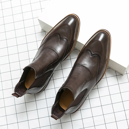 The Gravedona Men’s Leather Brogue Chelsea Dress Boots