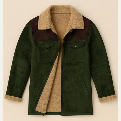 The Genoa Men’s Warm Winter Suede Fleece Lined Jacket with Pockets