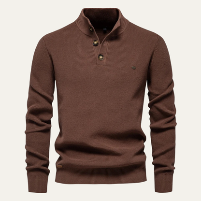 The Vulcano Men's Mock Neck Button Up Turtleneck Sweater