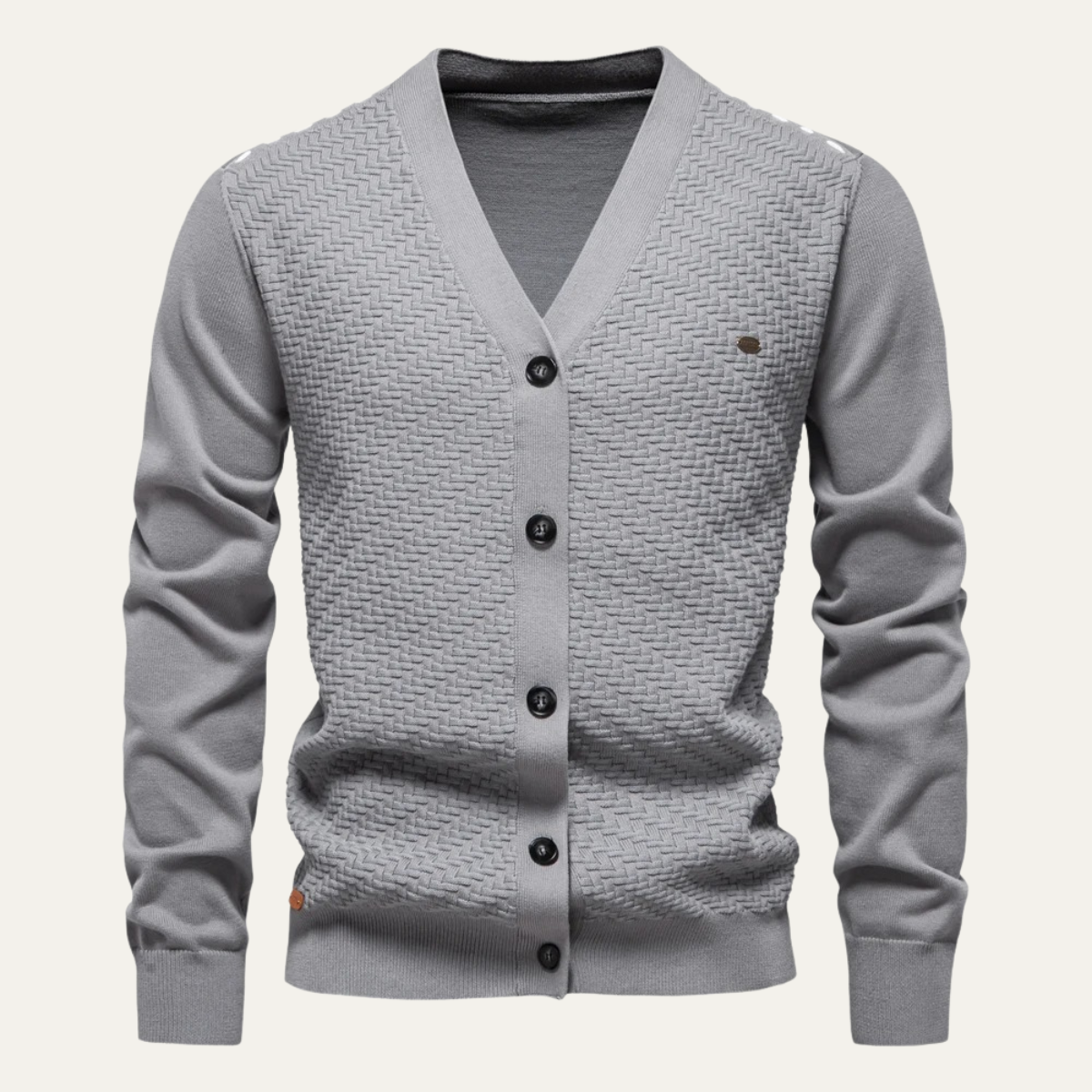 The Forio Men’s Textured Knit V Neck Button Cardigan