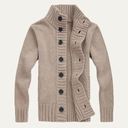 The Corsica Men’s Chunky Winter Button Up Knit High Neck Cardigan