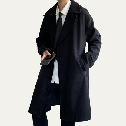 The Woolwich Men’s Smart Camel Wrap Wool Coat with Belt