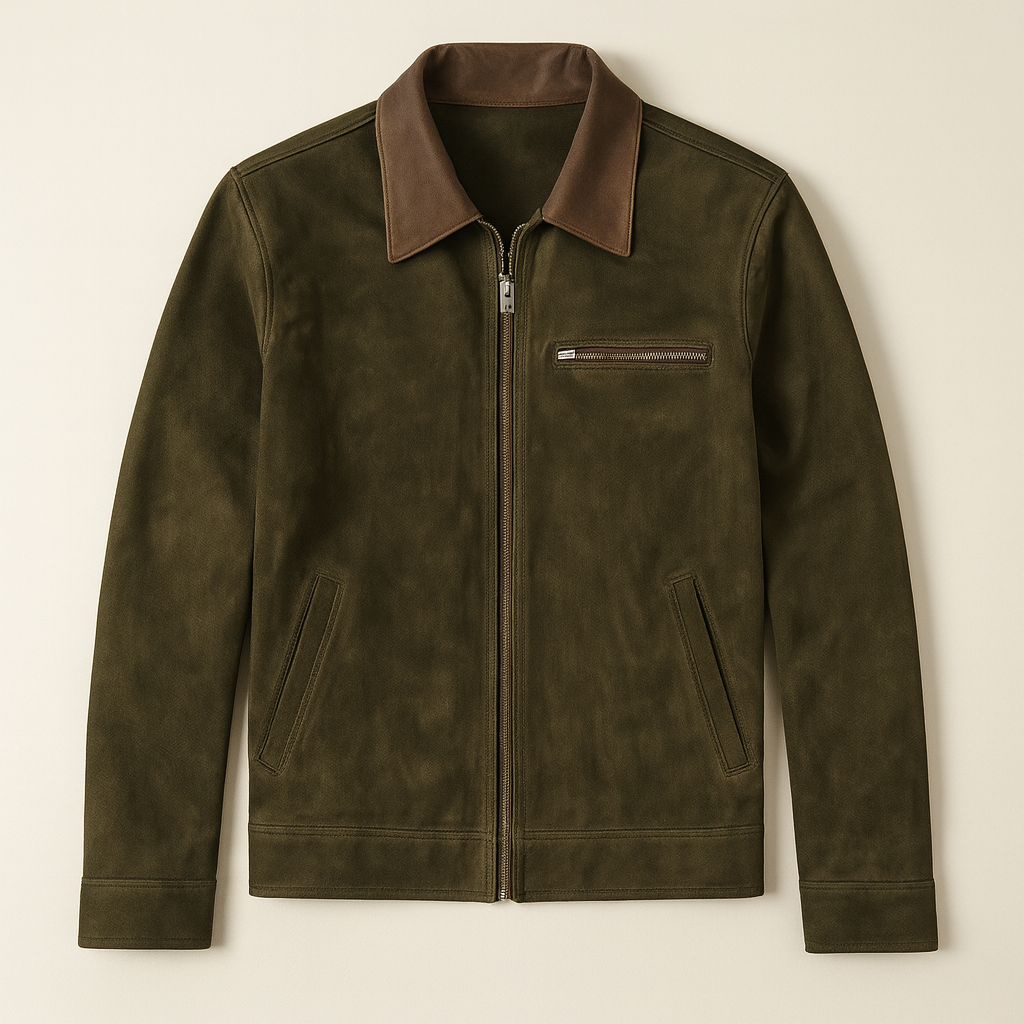 The Belgravia Men’s Dark Green Suede Jacket – Classic Luxury Field Style
