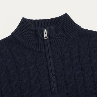 The St. Moritz Cable Knit Zipper Sweater for Men - Old Money Style