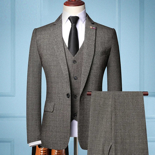 Men's Slim Fit 3-Piece Suit for Weddings and Business