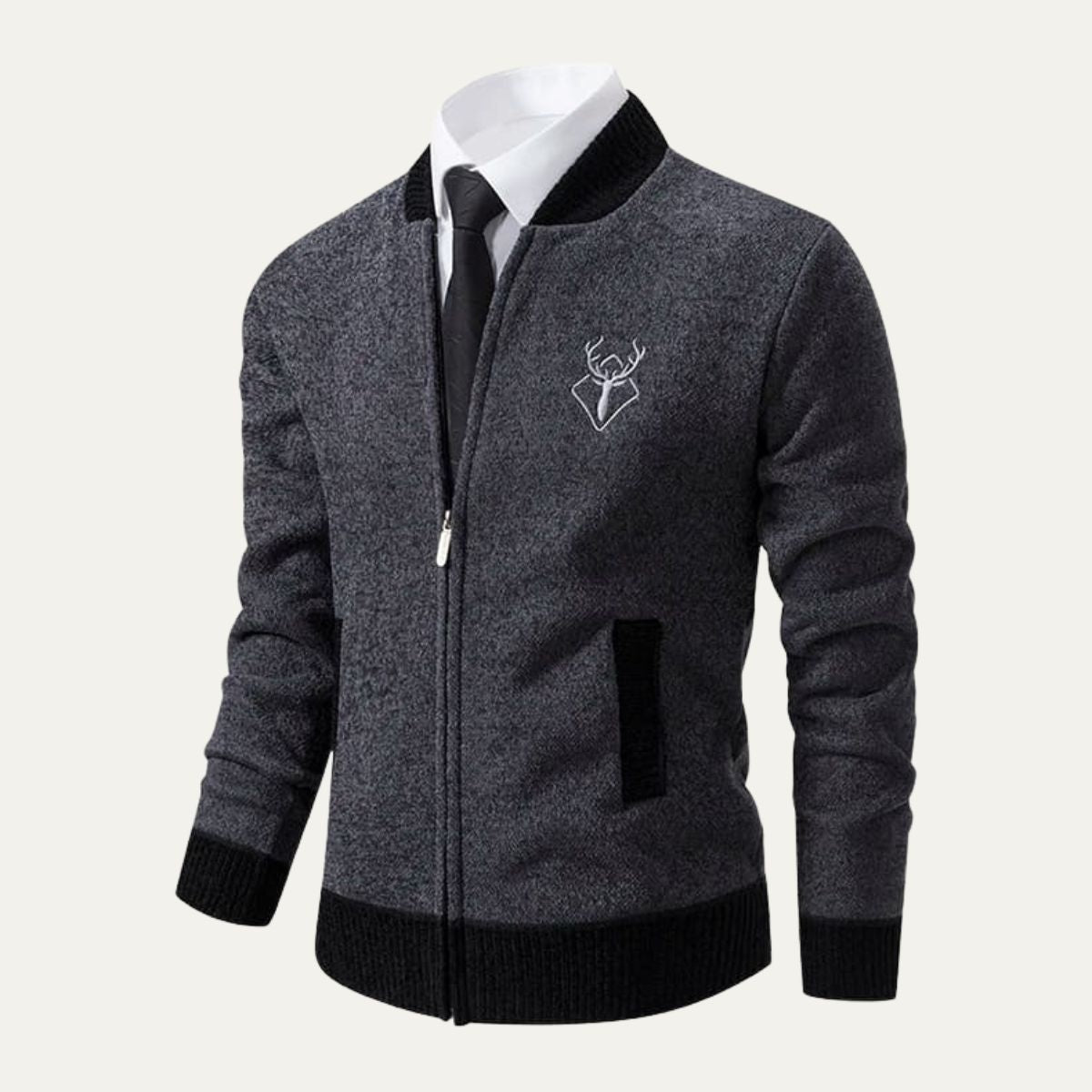 The Levanzo Men’s Contrast Embroidered Knit Bomber Cardigan