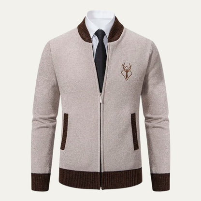 The Levanzo Men’s Contrast Embroidered Knit Bomber Cardigan