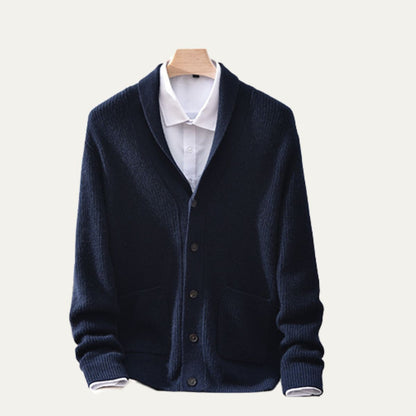 The Marettimo Men’s Soft Knit Button Up Collar Cardigan with Front Pockets