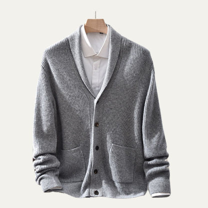 The Marettimo Men’s Soft Knit Button Up Collar Cardigan with Front Pockets