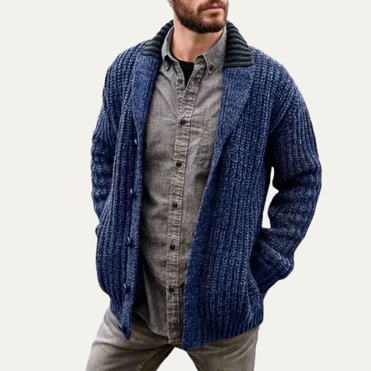 The Siracusa Men’s Chunky Knit Shawl Collar Cardigan
