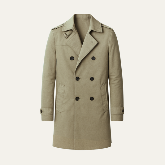 The Riomaggiore Men's Slim Notched Collar Single Breasted Trench Coat