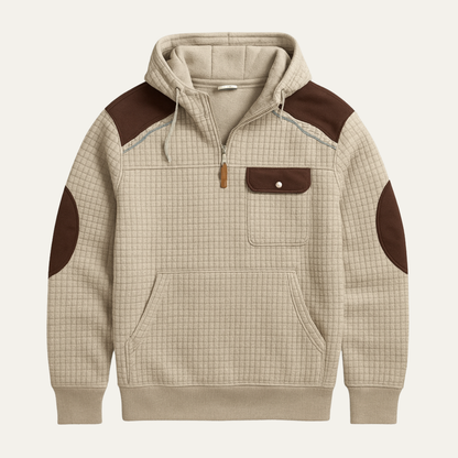 The Laurelwood Men's Textured Vintage Corduroy Sweater with Contrast Shoulder Patches