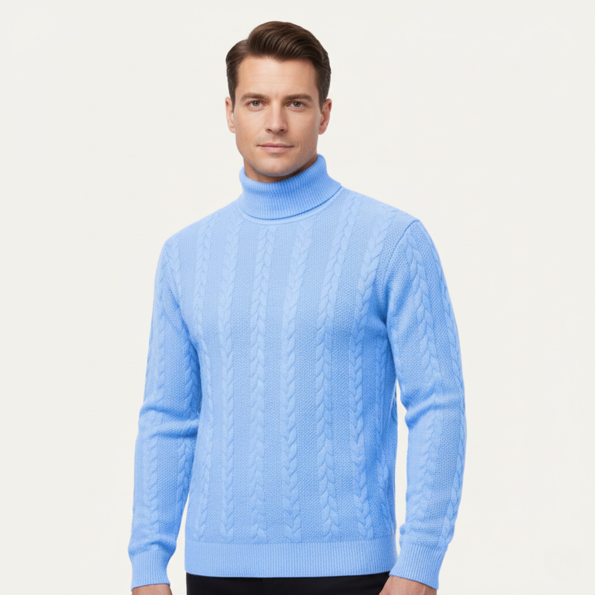 The Paestum Men’s Warm Ribbed Cable Knit Turtleneck Sweater