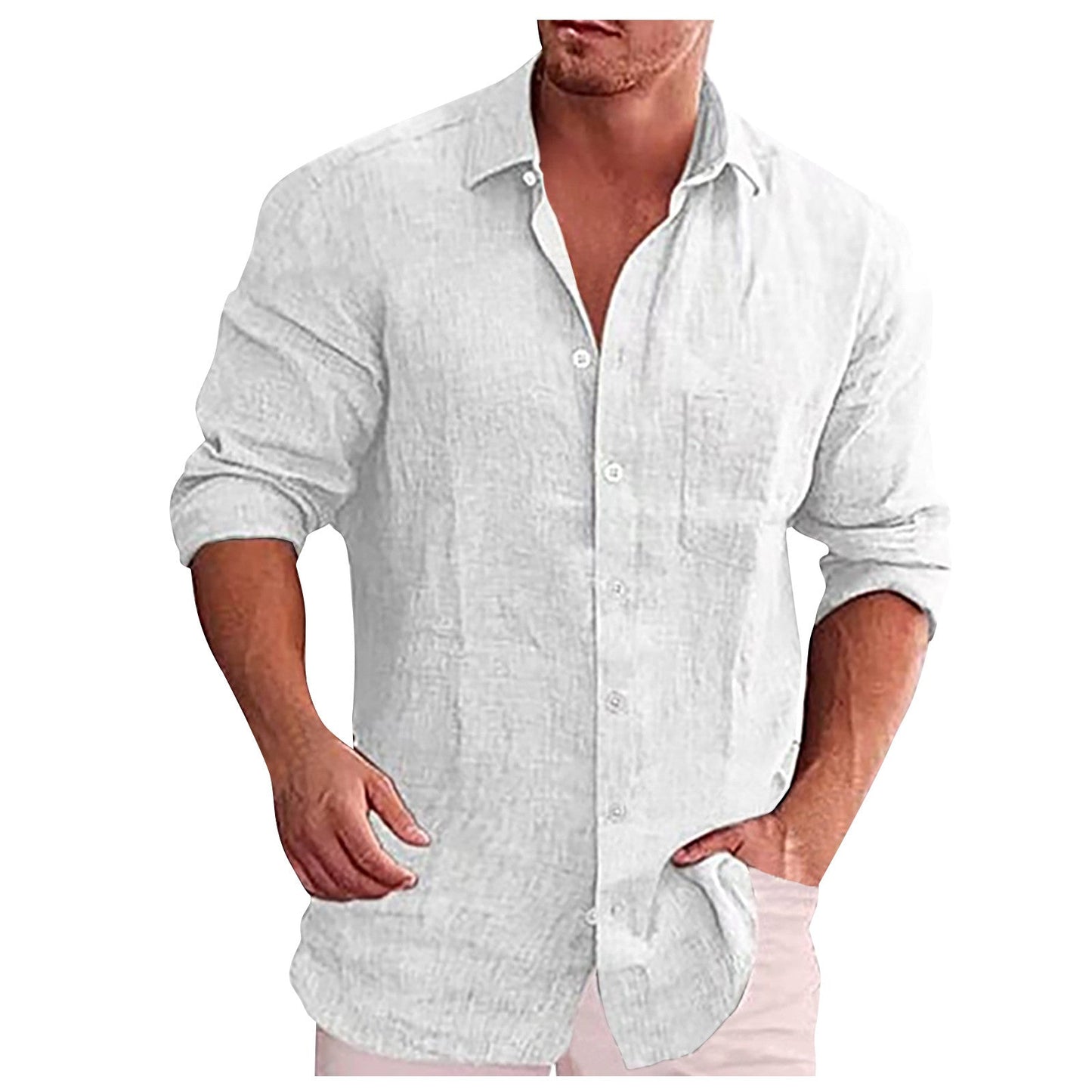 Stylish Linen Shirt with Revers Collar for Any Occasion