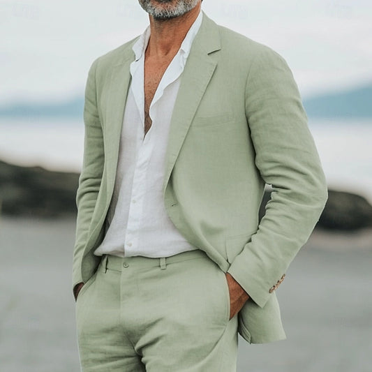 Men's Linen Suit Set for Summer Events