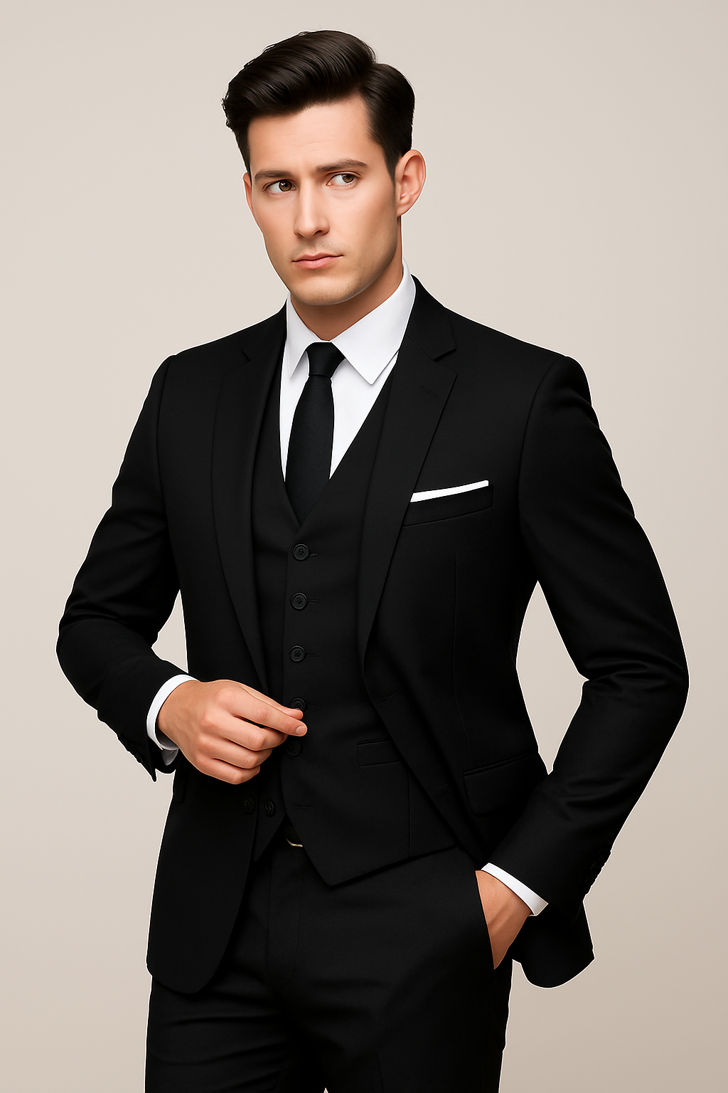 Men's Slim Fit 3-Piece Suit for Formal Events