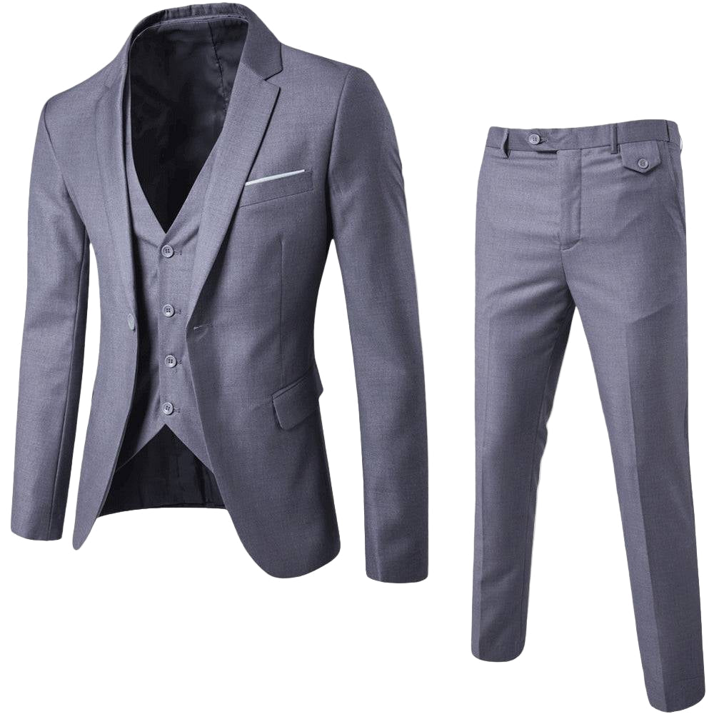 Men’s 3-Piece Suit Set – Classic Blazer, Waistcoat, Trousers for Weddings and Business