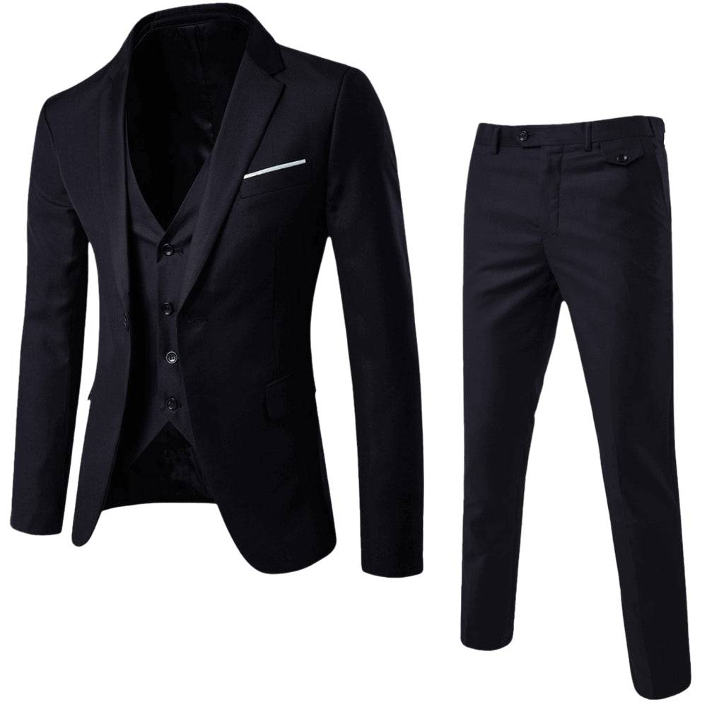 Men’s 3-Piece Suit Set – Classic Blazer, Waistcoat, Trousers for Weddings and Business