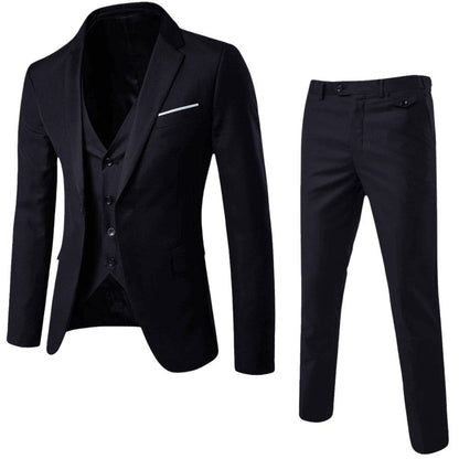 Men’s 3-Piece Suit Set – Classic Blazer, Waistcoat, Trousers for Weddings and Business