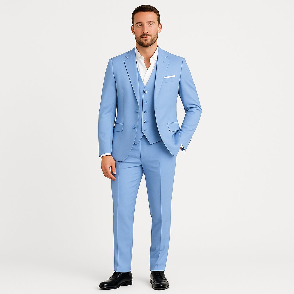 Men’s 3-Piece Suit Set – Classic Blazer, Waistcoat, Trousers for Weddings and Business