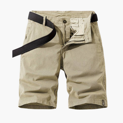Men's Knee-Length Cargo Shorts with Adjustable Belt for Outdoor Adventures
