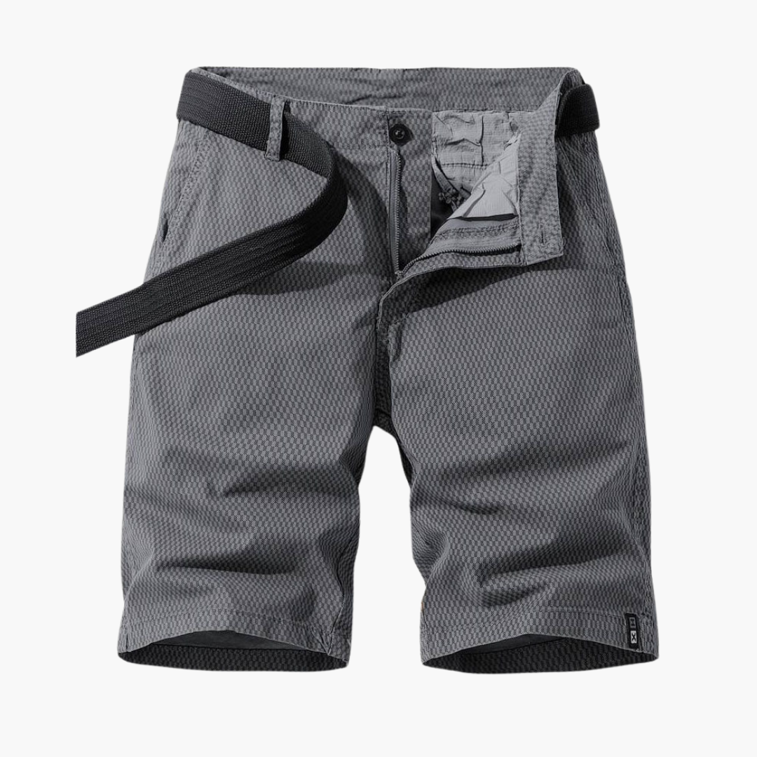 Men's Knee-Length Cargo Shorts with Adjustable Belt for Outdoor Adventures