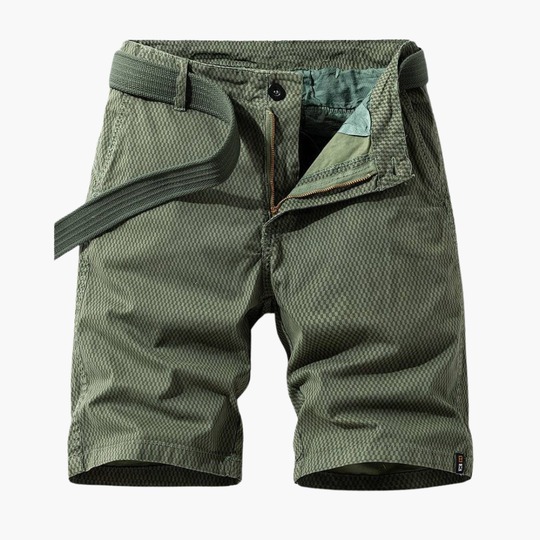 Men's Knee-Length Cargo Shorts with Adjustable Belt for Outdoor Adventures