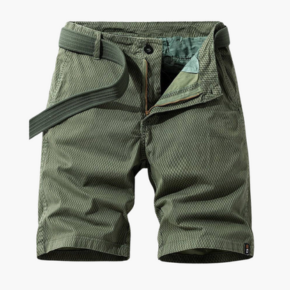 Men's Knee-Length Cargo Shorts with Adjustable Belt for Outdoor Adventures