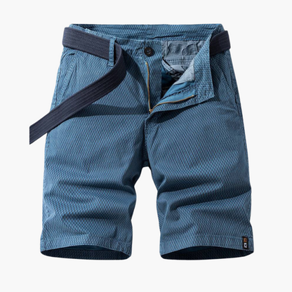 Men's Knee-Length Cargo Shorts with Adjustable Belt for Outdoor Adventures
