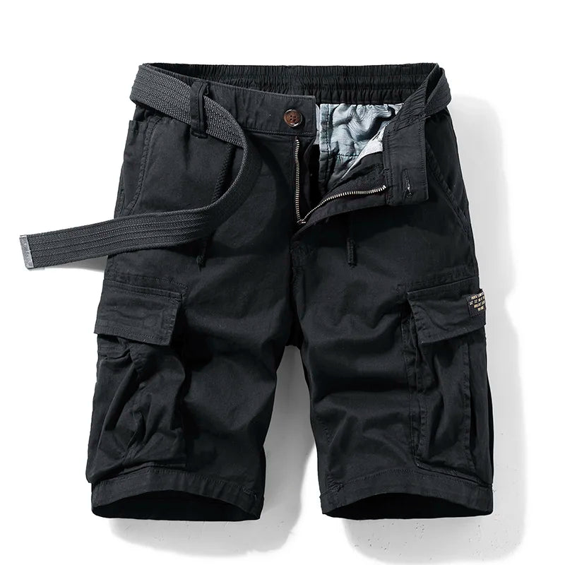 Men's Stretch Cargo Shorts with Belt and Ample Pockets