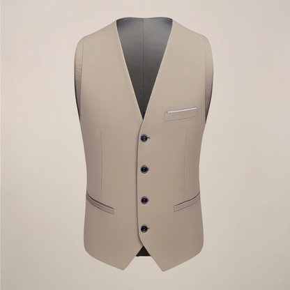 Men’s Khaki Three-Piece Suit – Slim Fit Tuxedo for Weddings and Formal Events