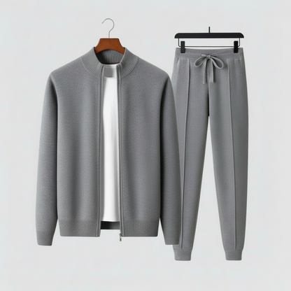Men’s Cozy Zip-Up Sweater and Drawstring Pants for Relaxed Wear