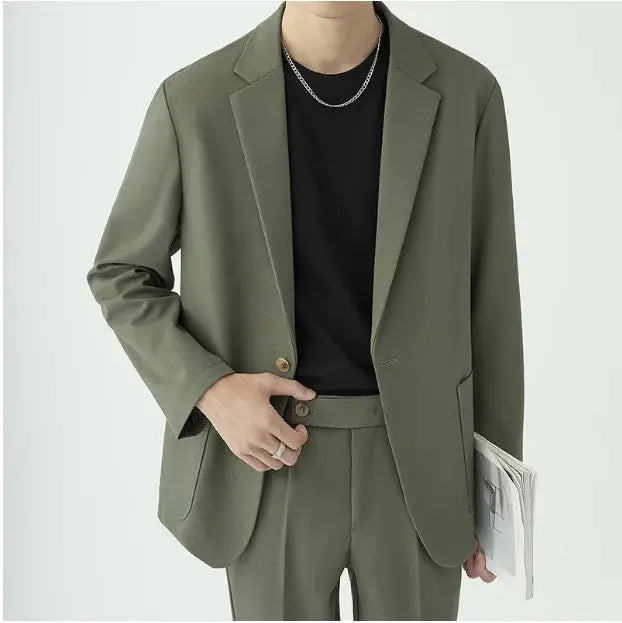 Men's Modern Minimalist Two-Piece Suit - Sophisticated Style for Formal Events