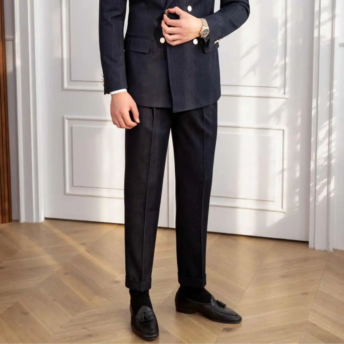 Men's Navy Blue Slim Fit 2-Piece Suit for Formal Events