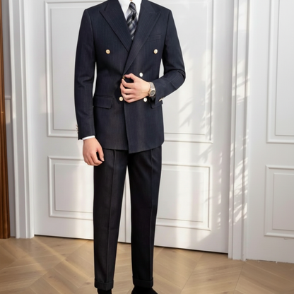 Men's Navy Blue Slim Fit 2-Piece Suit for Formal Events