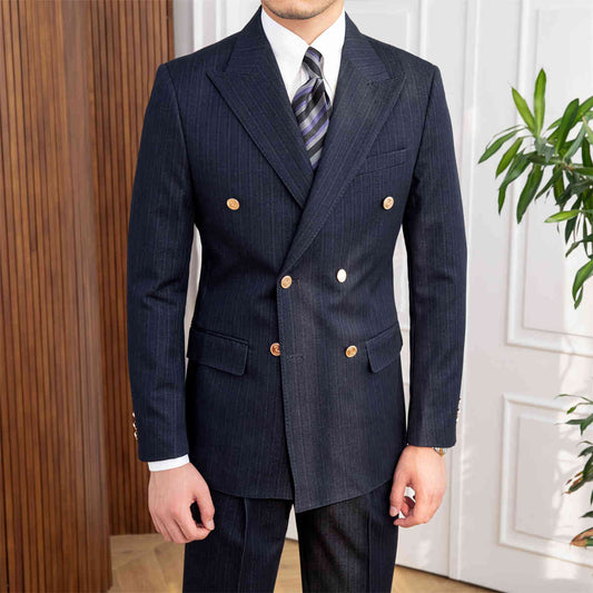 Men's Navy Blue Slim Fit 2-Piece Suit for Formal Events