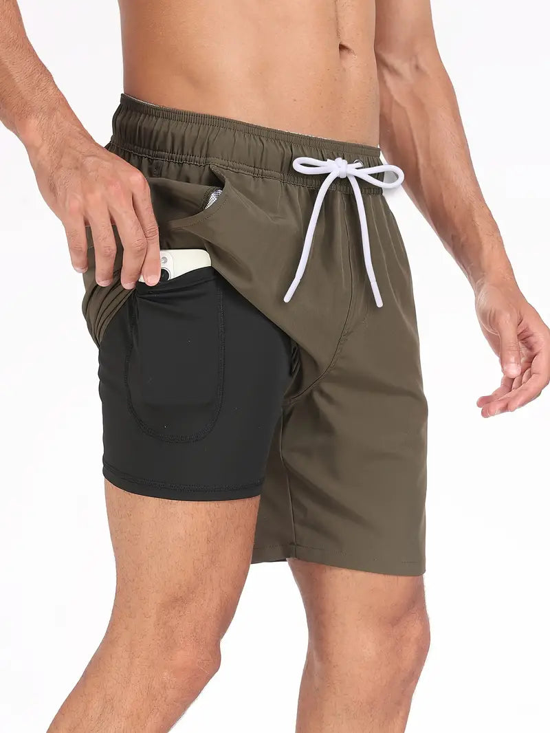 Men's Quick-Dry Beach Shorts with Phone Pocket