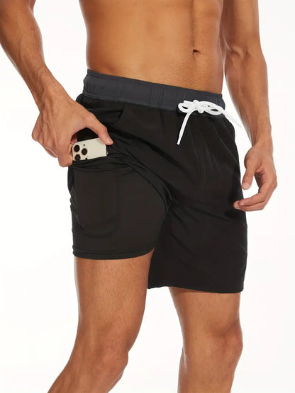 Men's Quick-Dry Beach Shorts with Phone Pocket