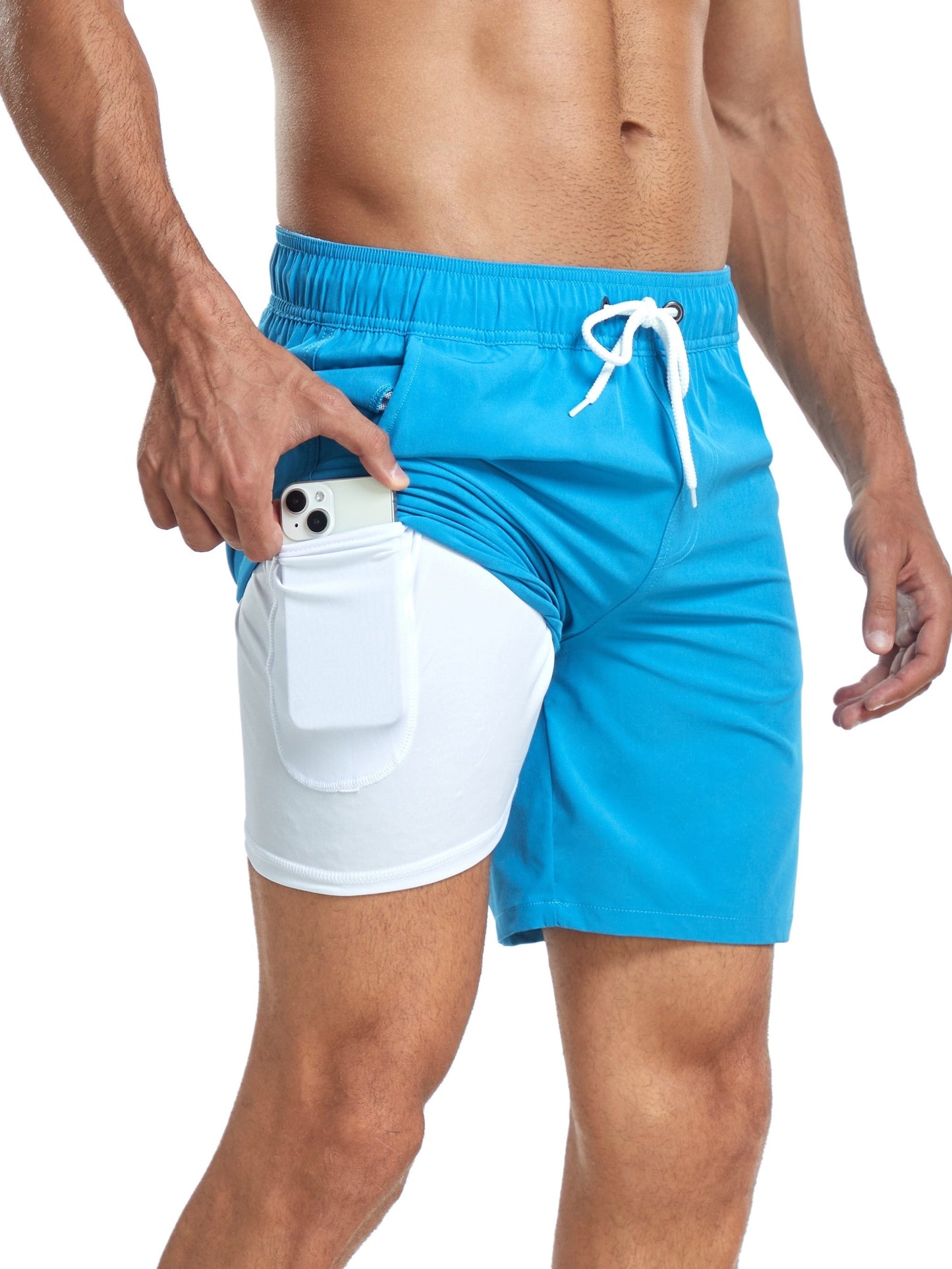 Men's Quick-Dry Beach Shorts with Phone Pocket