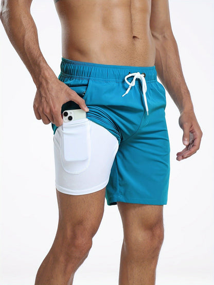 Men's Quick-Dry Beach Shorts with Phone Pocket