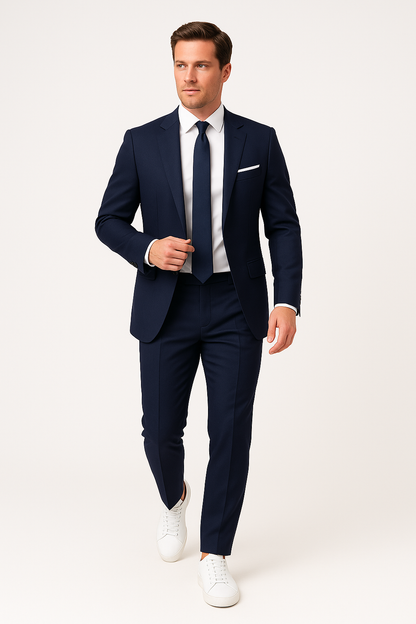 Men's Navy Blue Slim Fit Suit – Stylish Blazer and Trousers for Formal Events