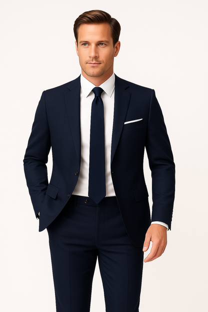 Men's Navy Blue Slim Fit Suit – Stylish Blazer and Trousers for Formal Events