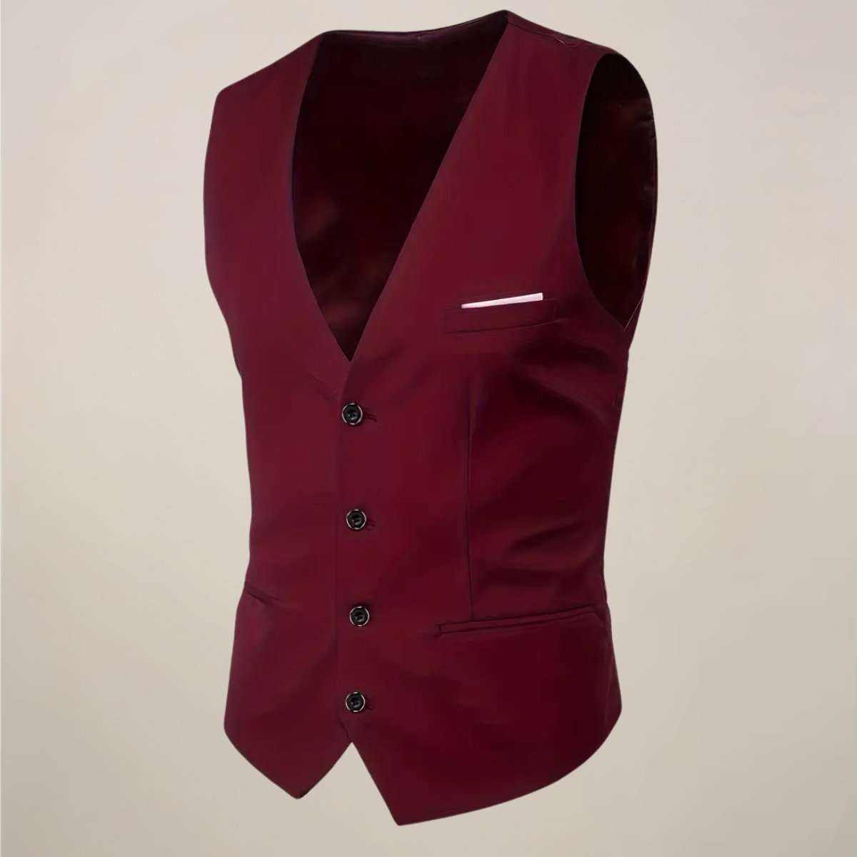 Men’s Slim Fit Burgundy Three-Piece Suit for Weddings & Formal Occasions
