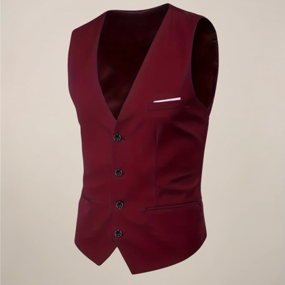 Men’s Slim Fit Burgundy Three-Piece Suit for Weddings & Formal Occasions
