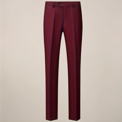 Men’s Slim Fit Burgundy Three-Piece Suit for Weddings & Formal Occasions
