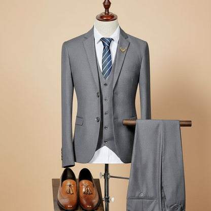 Men’s Slim Fit Three-Piece Suit - Ideal Attire for Weddings & Events