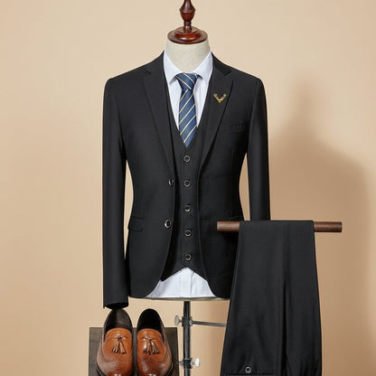 Men’s Slim Fit Three-Piece Suit - Ideal Attire for Weddings & Events