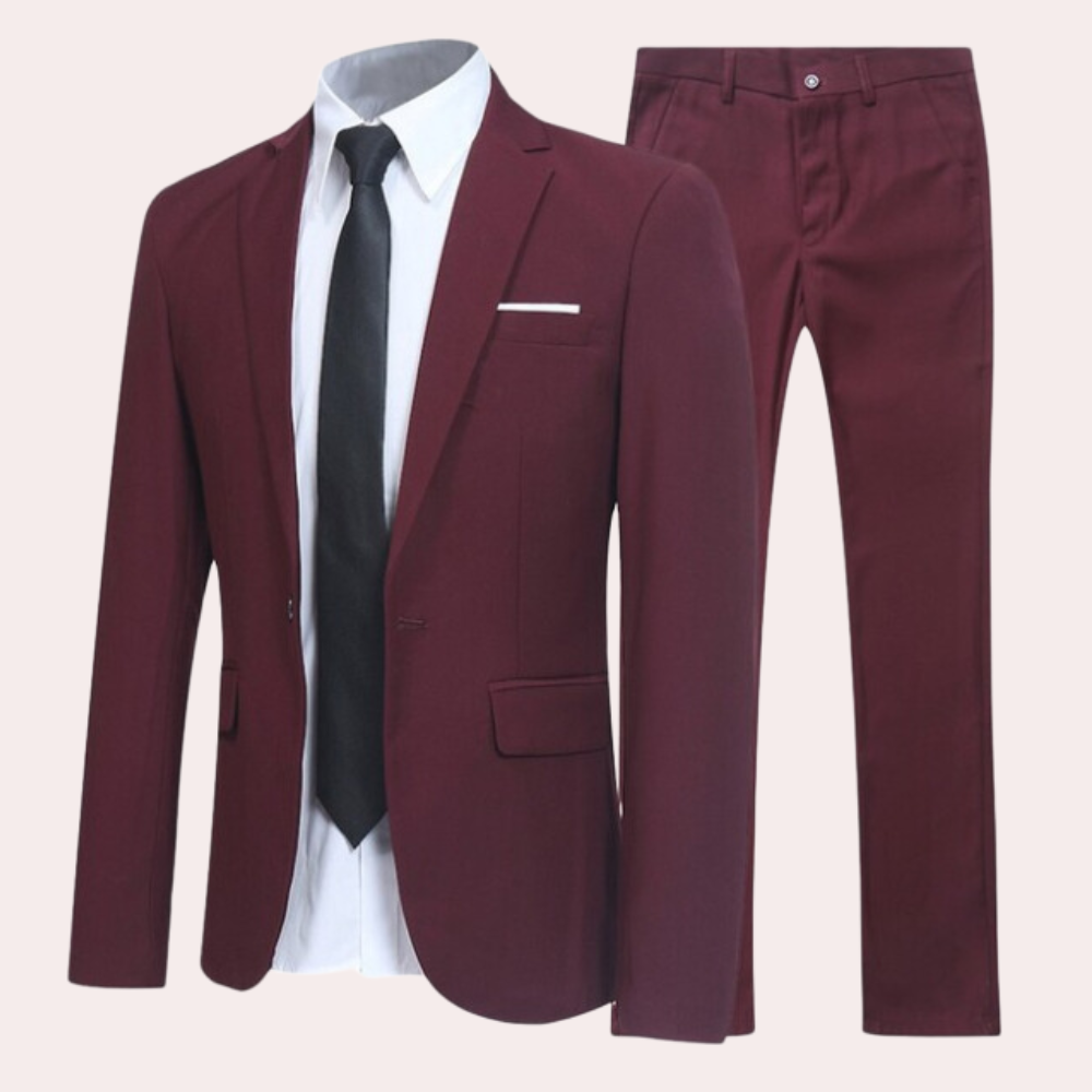 Men’s Slim Fit Two-Piece Suit for Year-Round Formal Events