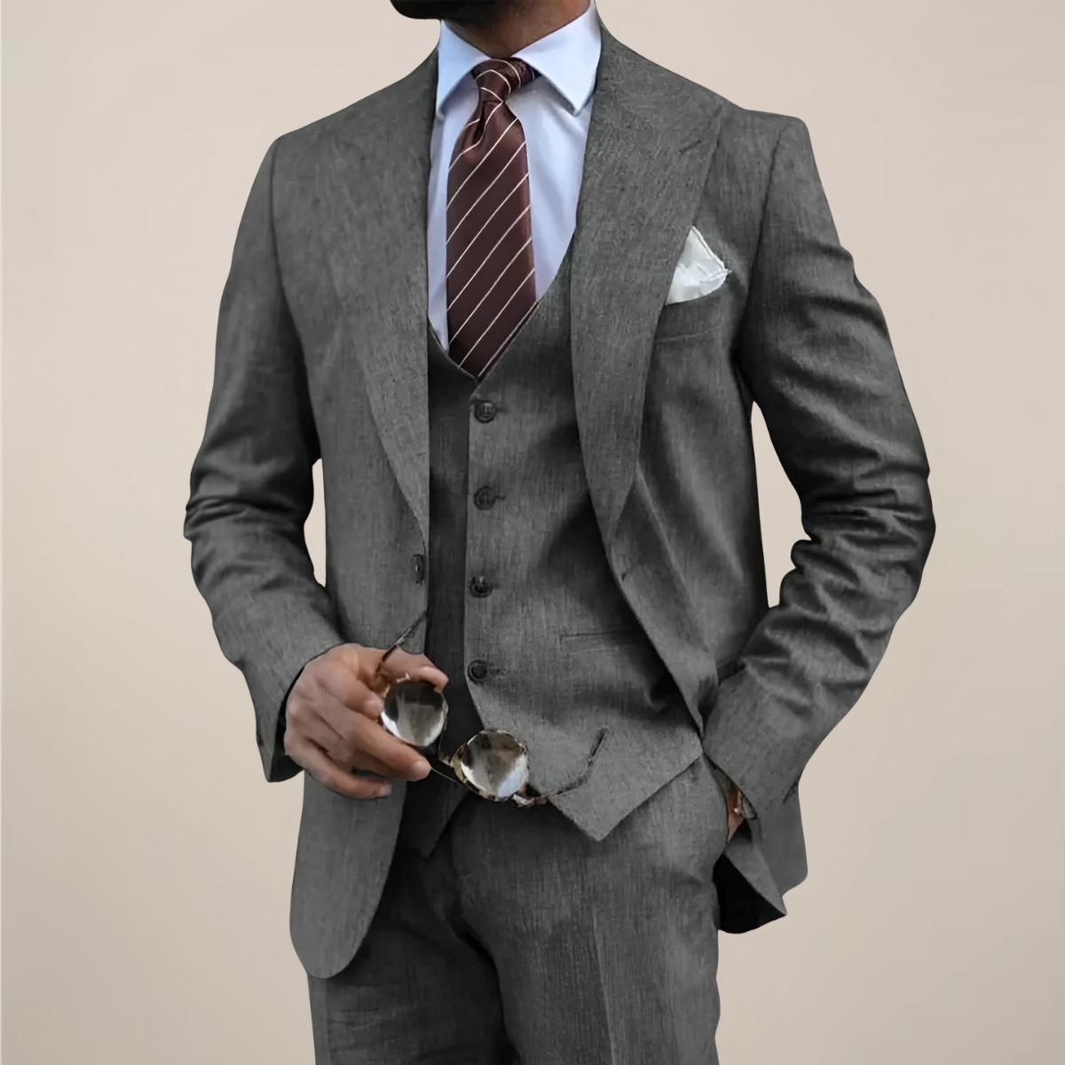 Men’s Stylish Three-Piece Suit for Formal Events