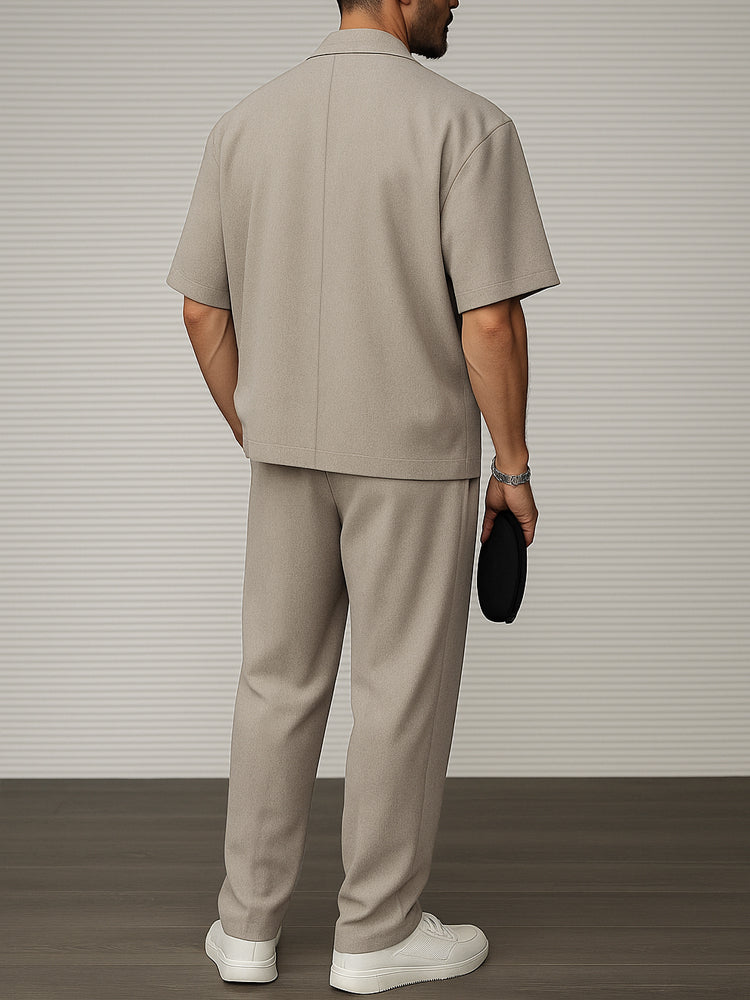 Men’s Short Sleeve Blazer and Trouser Ensemble for Formal and Social Events